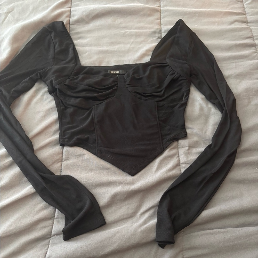 lack Long sleeve Shear Top
